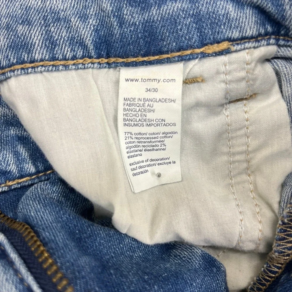 Tommy Hilfiger Mens Light Wash Straight Leg Stretch Jeans 34x30 Blue
